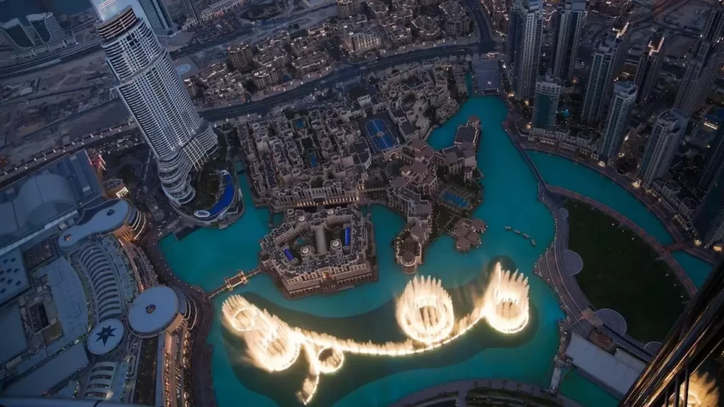 The Dubai Fountain Show view from Burj Khalifa